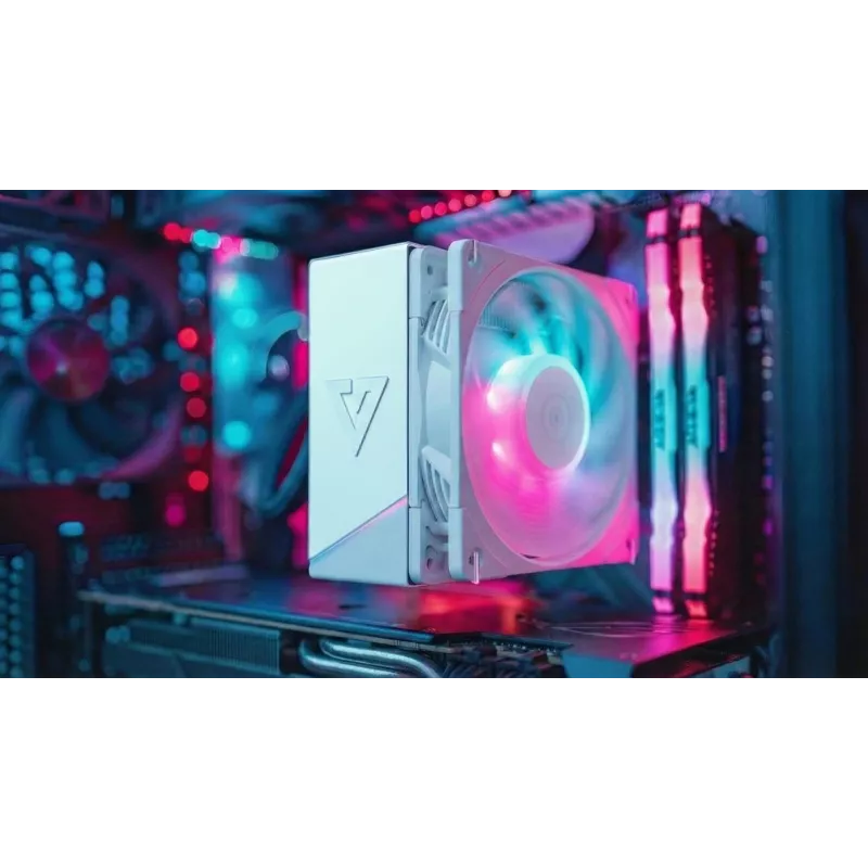 CPU dzesētājs MODECOM Volcano 0C T721 ARGB 120 balts, viena torņa, 120 mm ventilators