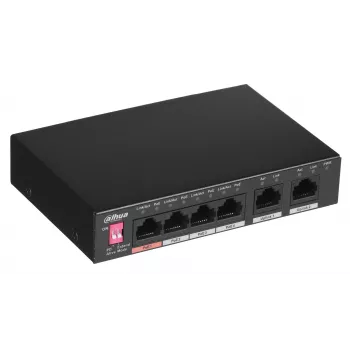 Dahua Technology PFS3006-4ET-60 Nepārvaldīts L2 Fast Ethernet (10/100) ar strāvas padevi caur Ethernet (PoE) Melns