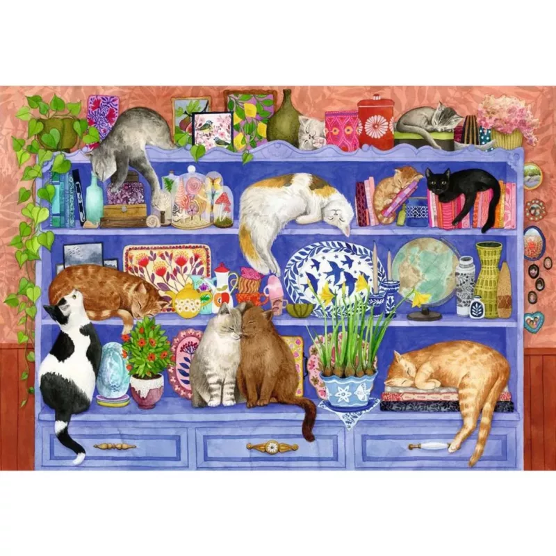 Puzle Ravensburger Feel Well & Puzzle Cats on the Shelf — 200 daļas