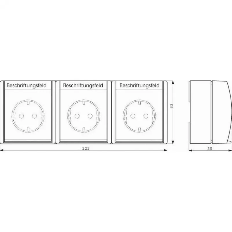 Kontaktligzda CEE 7/3 Busch‑Jäger 2084-0-0712, 2P+E, 16 A, 250 V, IP44, balta, 222×83×55 mm
