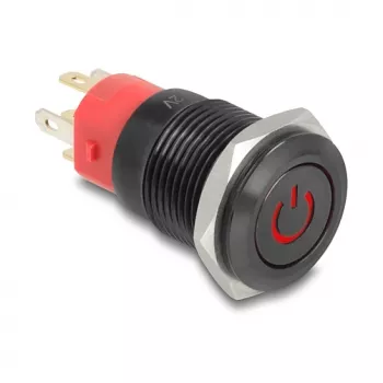 Spiedpogu slēdzis DELOCK 22013 16 mm 12 V Melns