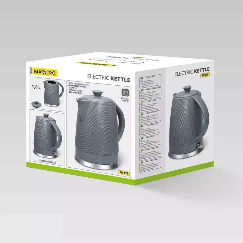 Elektriskā tējkanna Maestro MR-078, 1,8 l tilpums, pelēka
