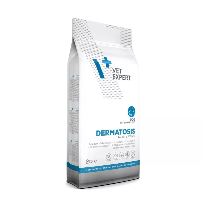 Sausā suņu barība VETEXPERT Veterinary Diet Dermatosis Rabbit & Potato 2 kg — pieaugušiem suņiem, viena proteīna avota, bez graudiem/glutēna/sojas