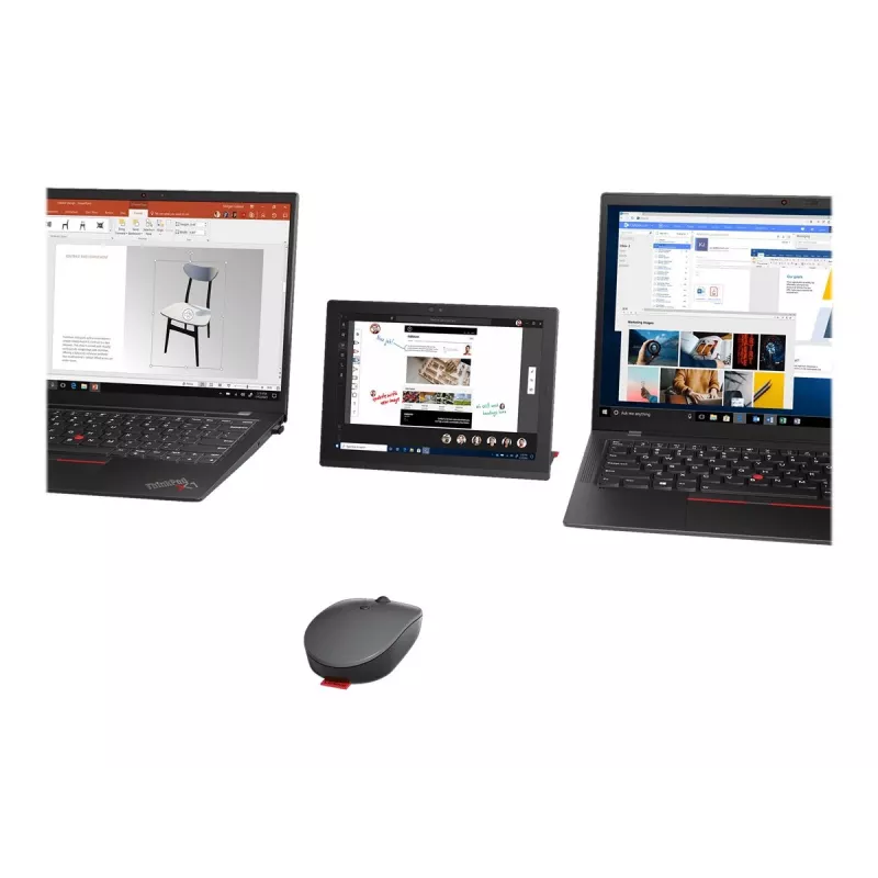 Lenovo Go Wireless Multi Device pele Biroja Piemērota abām rokām RF Wireless + Bluetooth + USB Type-A Optiskā 2400 DPI