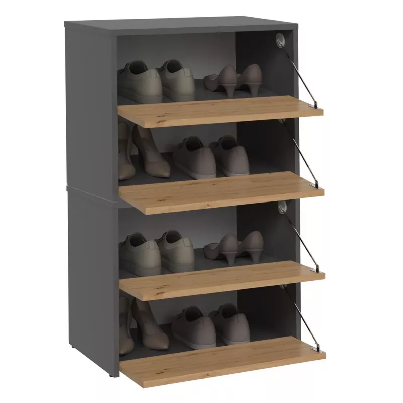 Slēgts apavu organizētājs Top e Shop MODO X2 ANT/ART — Antracīta un ozola krāsā, 600×880×360 mm, skaidu plātne