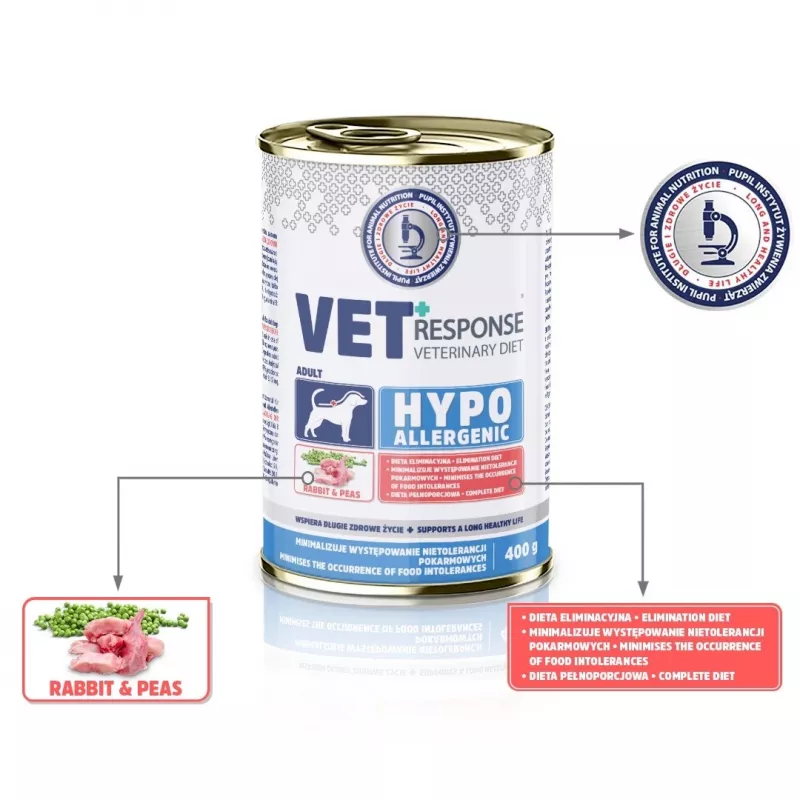 VET RESPONSE Hypoallergenic Rabbit - mitrā suņu barība - 400g