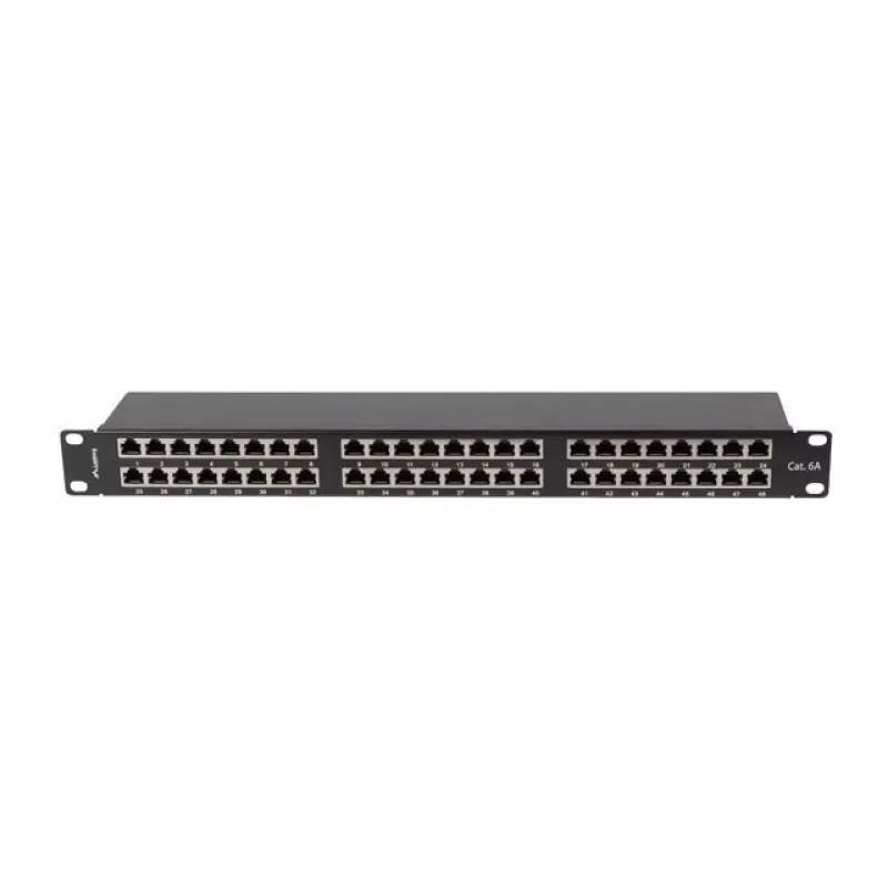 PATCH PANEL 48 PORT 1U 19 CAT6A FTP EKRANĒTS MELNS LANBERG