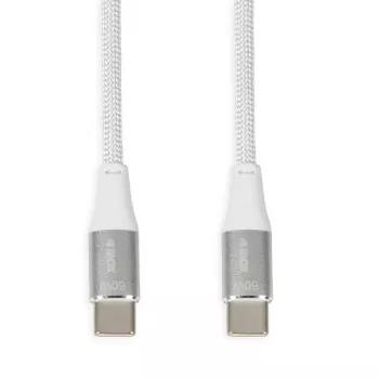 USB-C uz USB-C kabelis IBOX IKUTC1W 1 m, USB 2.0, 3 A, balts, tekstila pinums