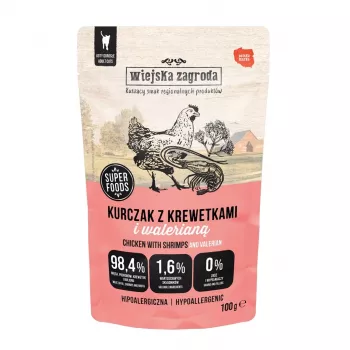WIEJSKA ZAGRODA Vista ar garnelēm un baldriānu – mitrā kaķu barība – 100g