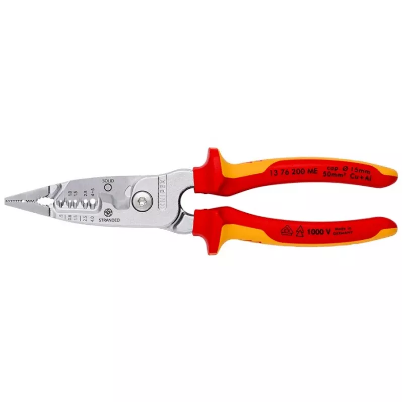 Kabeļu noņemšanas knaibles Knipex 13 76 200 ME 6 mm noņemšanas jauda Sarkans Nerūsējošais tērauds Dzeltens