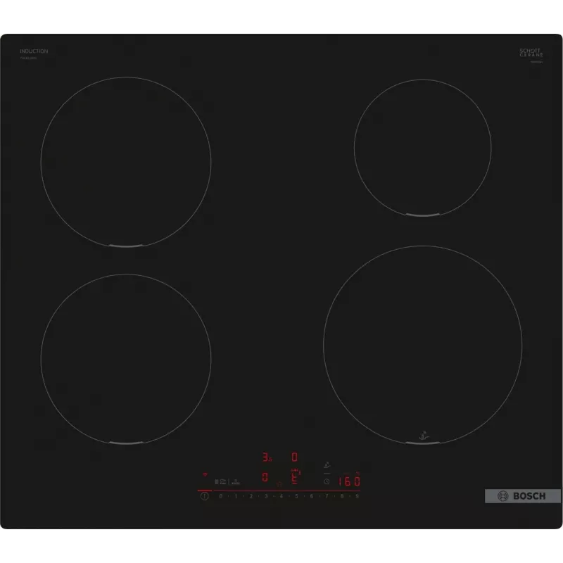 Built-In Hob Bosch PUE611HC1E, Induction, 4 Cooking Zones, PerfectFry Plus, Home Connect, Jauda Boost , 60cm, Melns