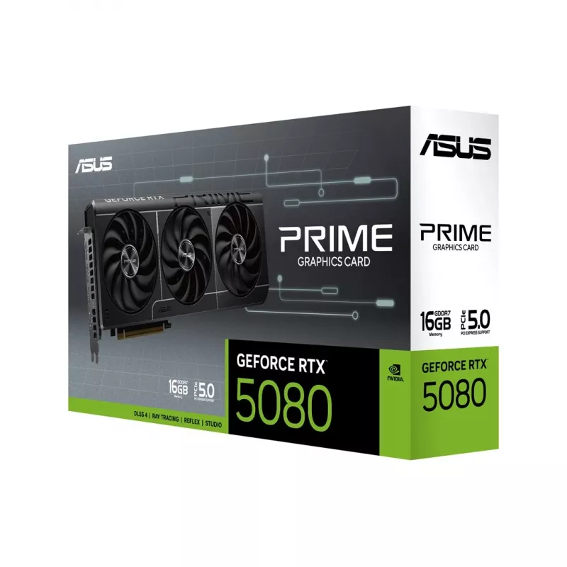Grafikas karte ASUS GeForce RTX 5080 16 GB GDDR7 PCIe 5.0, 256 bitu, 3 ventilatori, maks. izšķirtspēja 7680×4320
