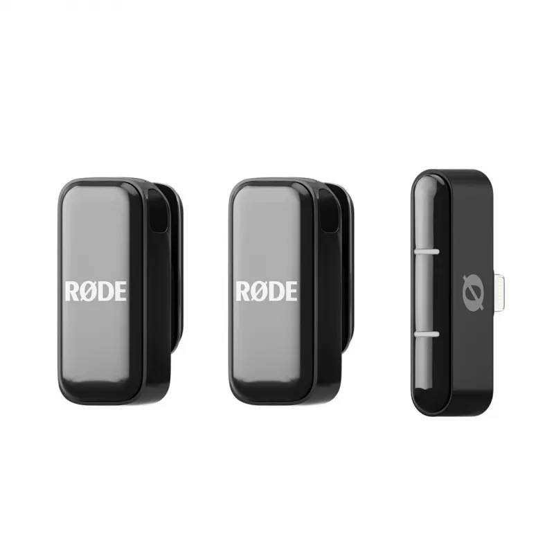 Bezvadu mikrofonu sistēma Rode Wireless Micro Lightning — daudzvirzienu, 48 kHz, 24 biti, 100 m diapazons, 7 stundu baterijas darbības laiks