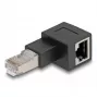DeLOCK RJ45 spraudnis uz RJ45 ligzdas adapteris Cat.6A 90° pa kreisi leņķots melns