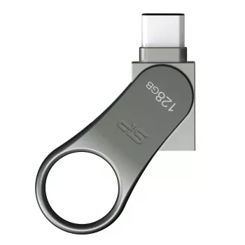 USB zibatmiņa Silicon Power C80 128GB USB 3.2 Gen 1 (Type-A / Type-C) titāna krāsā