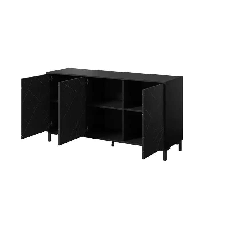 MARMO 3D kumode 150x45x80.5 cm matēts melns/marble melns