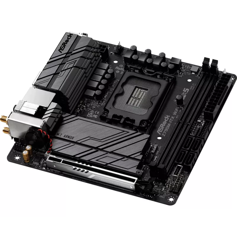 Mātesplate ASRock Z790M-ITX WiFi — Intel Z790, LGA 1700, mini ITX, DDR5, 2x DIMM, 64 GB, 2,5 Gb LAN, Wi‑Fi 6E