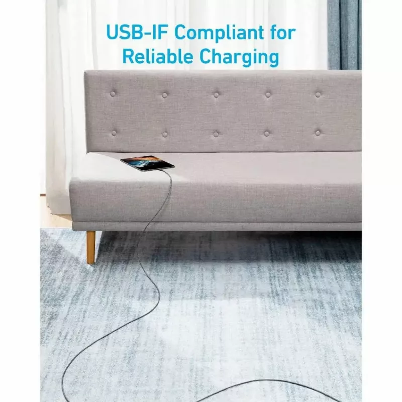 USB kabelis Anker 322 1.8m USB C ātrā uzlāde datu pārsūtīšana