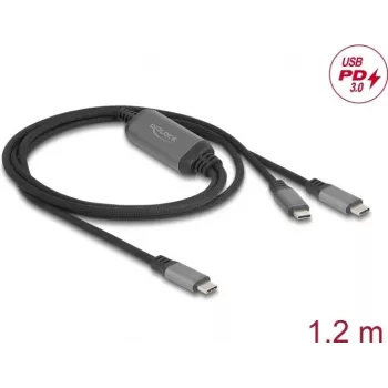 USB kabelis DeLOCK 81271 1.2 m USB C 2 x USB C melns pelēks
