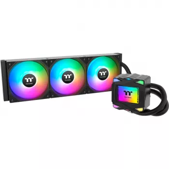 Šķidruma dzesēšanas komplekts THERMALTAKE LA360 ARGB, 120 mm ventilatori, 360 W TDP, melns
