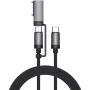 USB kabelis 4smarts ComboCord 2 m USB C USB C/MagSafe 3 melns pelēks