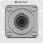 Speakon kontaktligzda Kindermann 7444000413 — 1 moduļa alumīnija, 50×50 mm, 40 mm dziļums