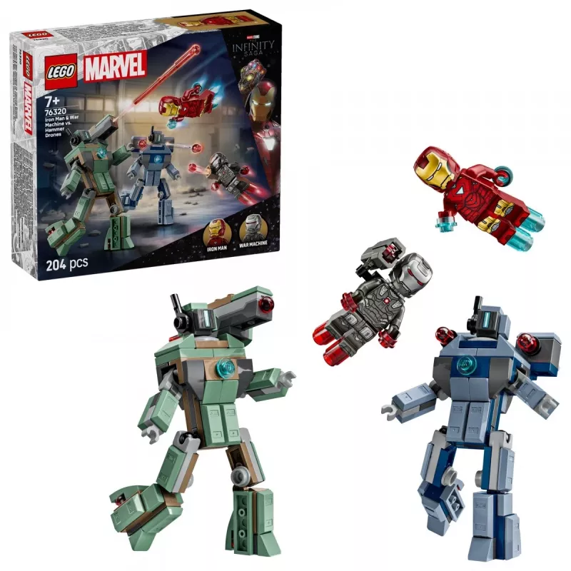 LEGO Marvel Super Heroes Iron Man War Machine konstrukcijas rotaļlietu komplekts 76320, 204 detaļas, 2 minifigūras, 100 mm augstums