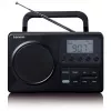 Pārnēsājams radio Lenco MPR-035BK — FM/AM, tīkla un bateriju barošana, 2,5 collu LCD, 20 FM iepriekšiestatījumi, 3,5 mm izeja