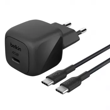 USB-C lādētājs Belkin BOOSTCHARGE 45W PD PPS – kompakts 45 W USB-C PD PPS strāvas adapteris
