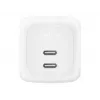 Iekštelpu maiņstrāvas ātrais lādētājs Belkin WCH020KQ2MWH-B6 — 2x USB‑C, 2 m integrēts kabelis, balts