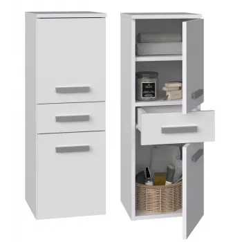 Vannas istabas uzglabāšanas skapis Top e Shop NEL V DDS BIEL — brīvi stāvošs 300×300×850 mm, 3 plaukti, balts