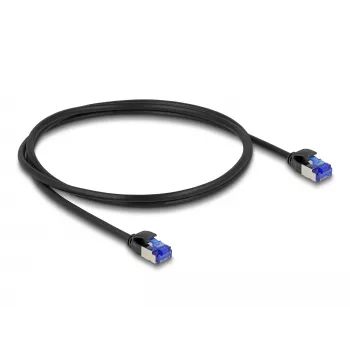 Tīkla kabelis DeLOCK RJ45 Cat.6A S/FTP plāns 1m Melns