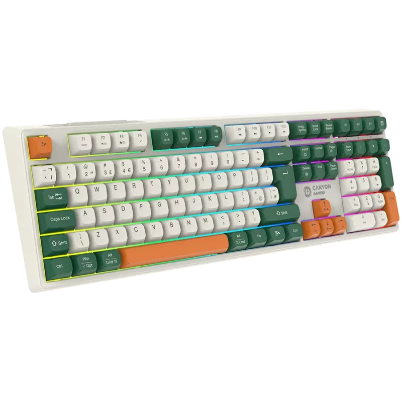 Mehāniskā bezvadu tastatūra CANYON Shadder GKW-11 RGB balta