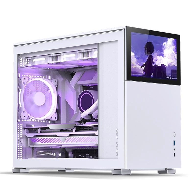 Datora korpuss Jonsbo D31 STD balts — Midi Tower, tērauds, rūdīts stikls, Micro-ATX/ITX/DTX, 2×2,5 collas + 1×3,5 collas, GPU līdz 400 mm, CPU dzesētājs 168 mm