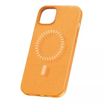 Magnētiskais telefona maciņš iPhone 15 Plus Baseus Fauxther Series (Oranžs)