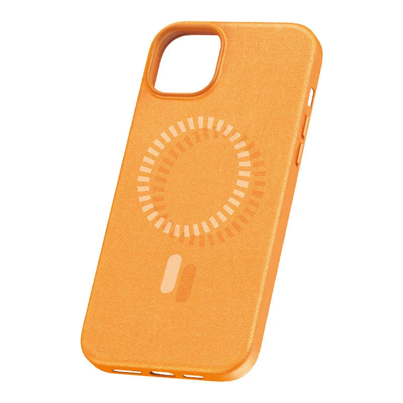 Magnētiskais telefona maciņš iPhone 15 Plus Baseus Fauxther Series (Oranžs)