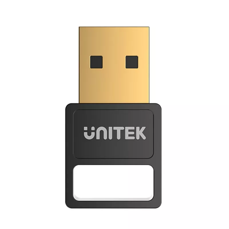 USB Bluetooth adapteris Unitek B105B — USB 2.0 Type-A, BLE v5.3, 3 Mbit/s, melns, pievieno un lieto