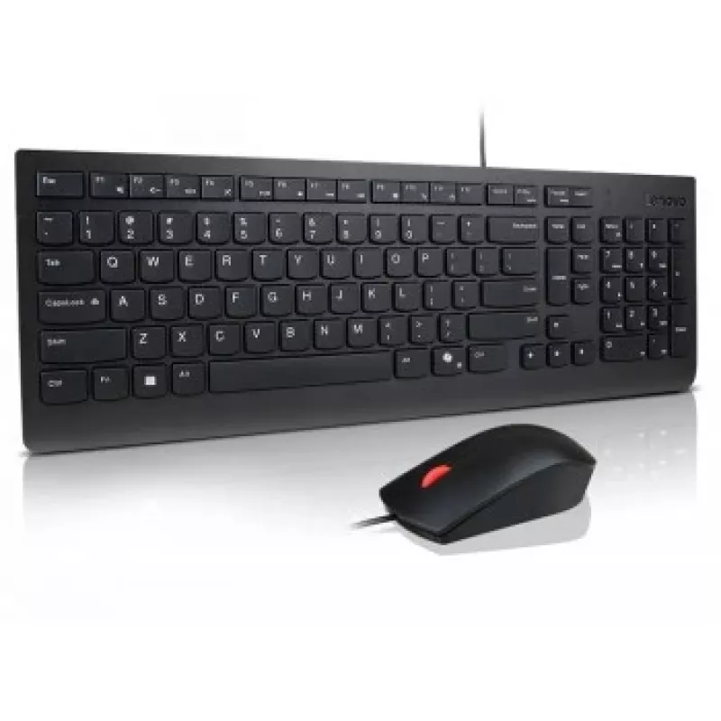 Vadu tastatūras un peles komplekts Lenovo Essential 4X31R64445 — USB vadu pilna izmēra tastatūra un vadu USB pele