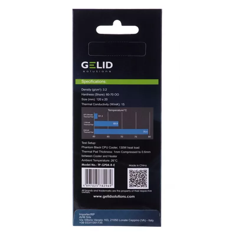 Termopadiņš Gelid TP-GP04-R-E 120×20×3,0 mm, blīvums 3,2 g/cm³, 1 gab.