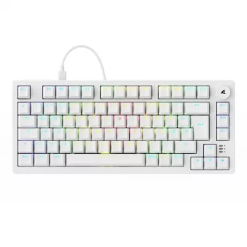 Sharkoon SGK25 75% QWERTZ USB vadu klaviatūra ar RGB LED, balta