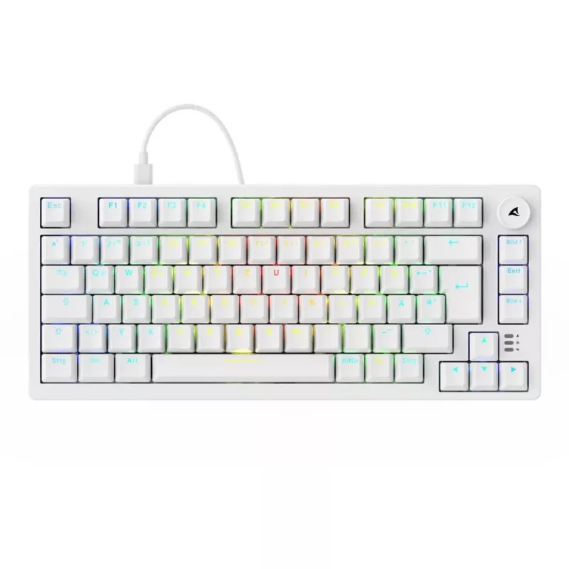 Sharkoon SGK25 75% QWERTZ USB vadu klaviatūra ar RGB LED, balta