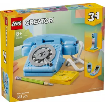 Konstrukciju rotaļlieta LEGO Creator 3-in-1 31174 Retro Telephone komplekts, 383 detaļas, 8+ gadi, 70×110×150 mm