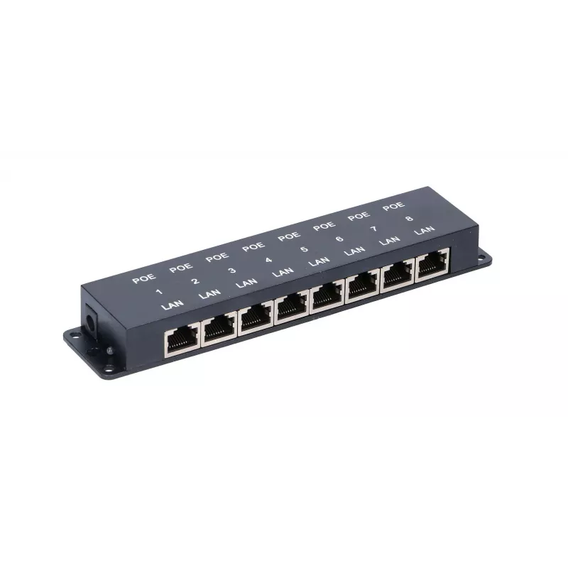Extralink 8-portu PoE inžektors, 8x 100Mb/s RJ45