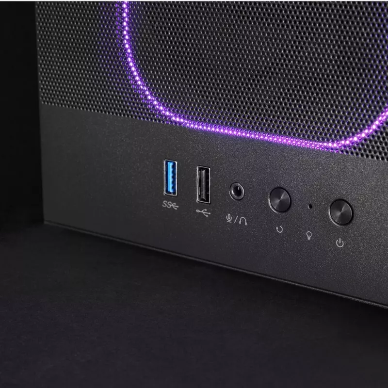 Datora korpuss TACENS MARS MC‑NEBULA Midi Tower ar rūdīta stikla paneli, četriem 120 mm aRGB ventilatoriem, atbalsta ATX, GPU līdz 30,2 cm
