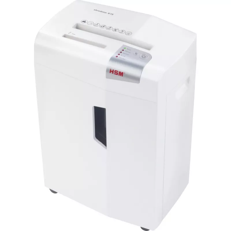 Papīra smalcinātājs HSM X15, daļiņu griezums P-4, 23 cm darba platums, 16 lapu ietilpība, 26 L tvertne, sudraba