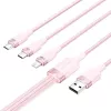 USB 2.0 A uz 3-in-1 3A kabelis Vention CTPPG 1,5M rozā