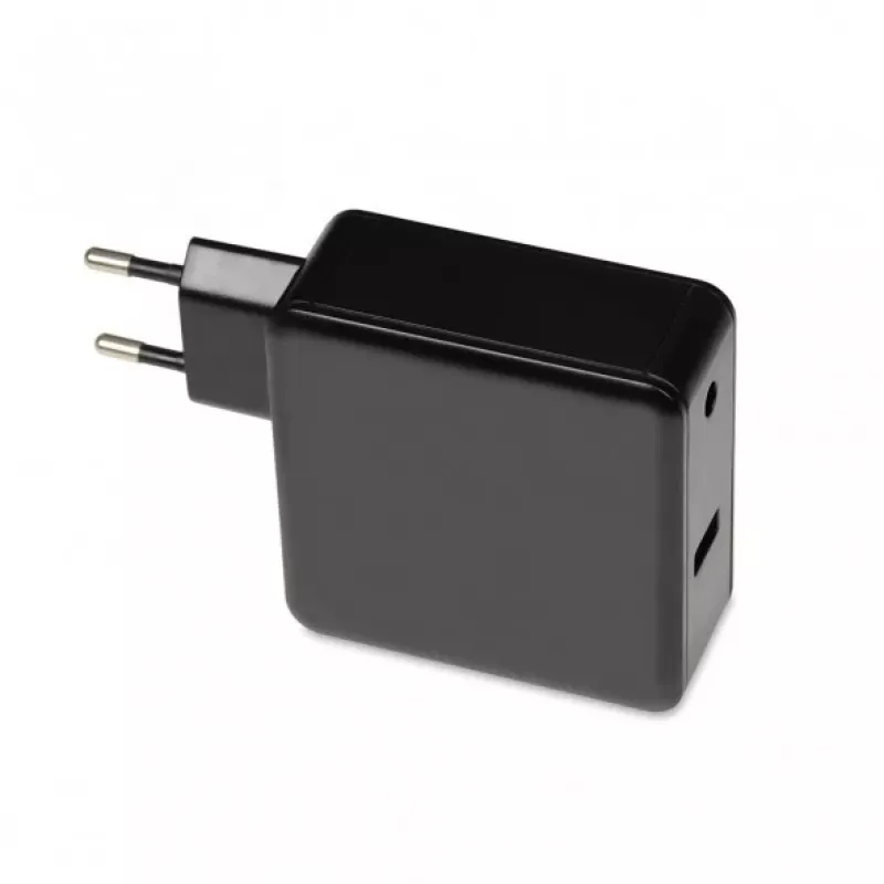 Portatīvā datora barošanas adapteris IBOX IUZ65WA, AC-DC automātisks 100–240V → 18.5–20.5V, 65W, 1×USB, melns