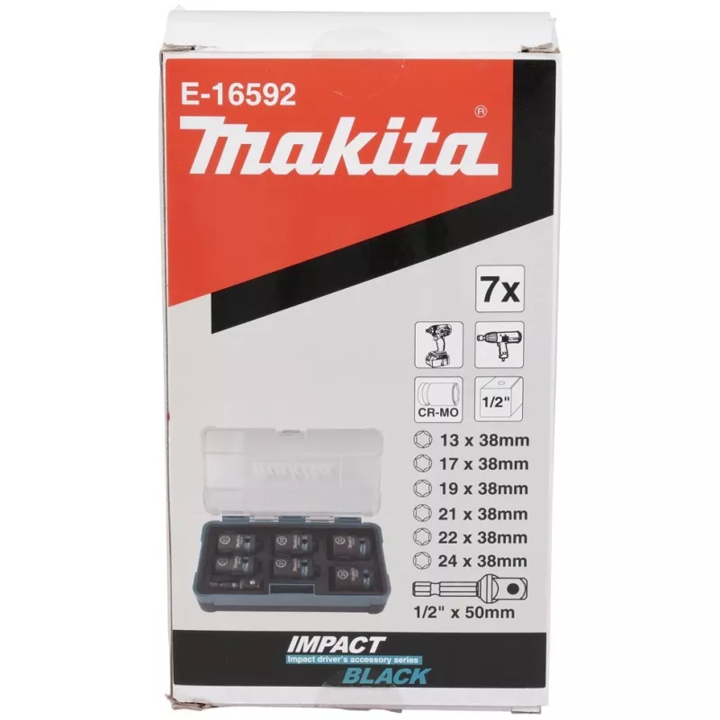 Makita E-16592 triecienuzgriežņu komplekts Impact socket set Melns, Teal