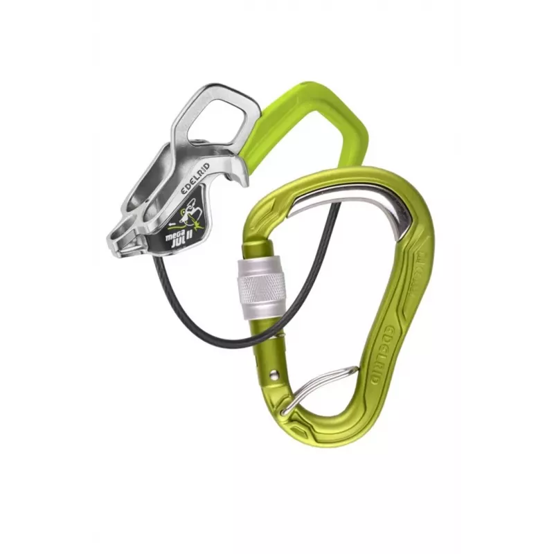 Drošināšanas komplekts EDELRID Mega Jul Bulletproof Screw II Oasis - drošināšanas ierīce un karabīne ar uzskrūvējamu bloķēšanu