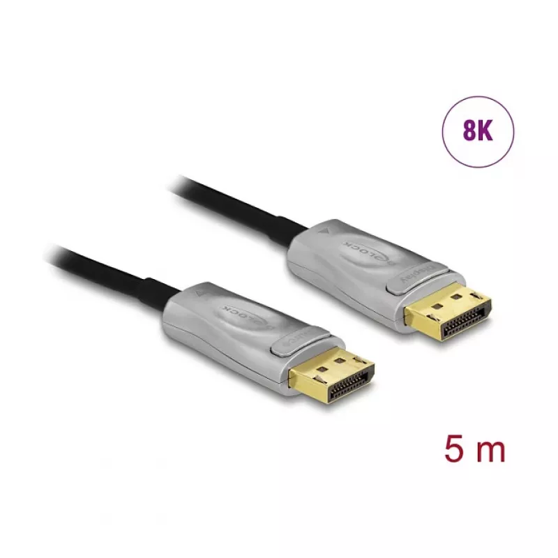 Aktīvais optiskais kabelis DisplayPort 1.4 DELOCK 85879 — 8K, 5 m